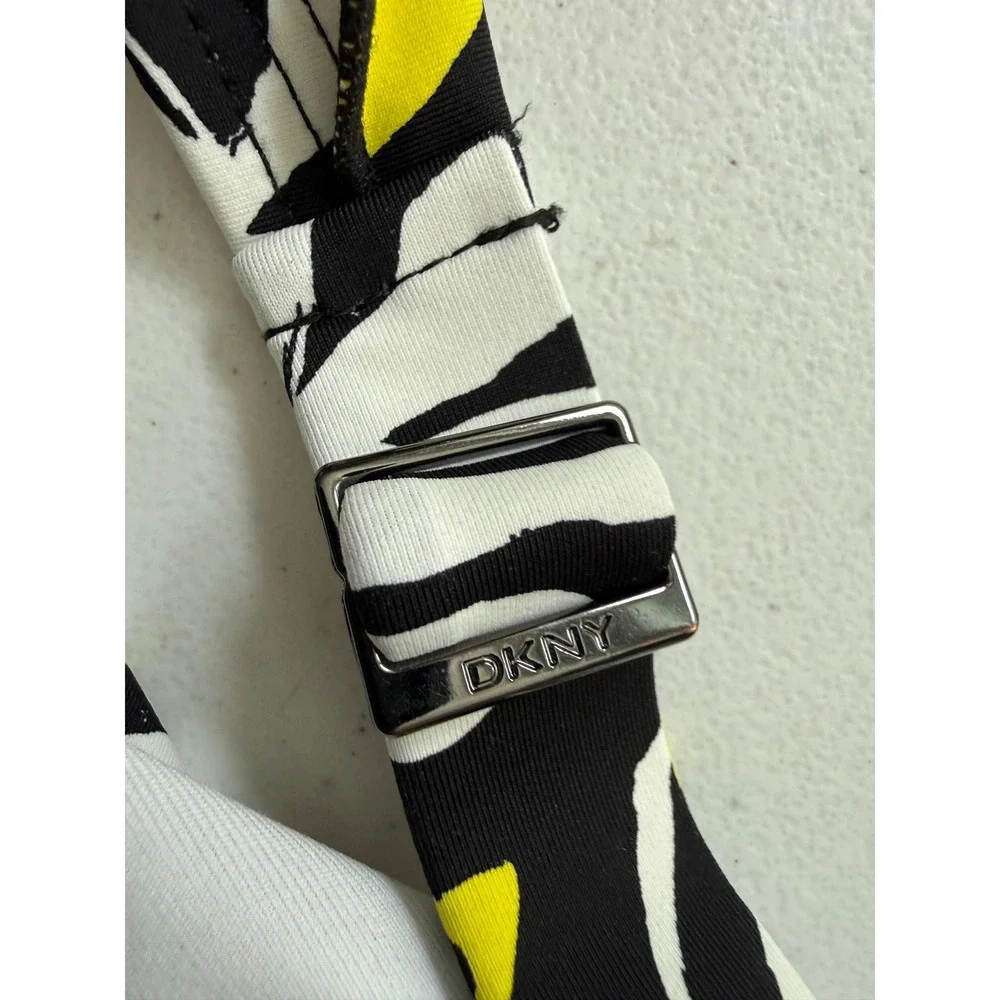DKNY Womens Small One Piece Swimsuit Black White Yellow Floral  Tummy Control - Picture 7 of 13